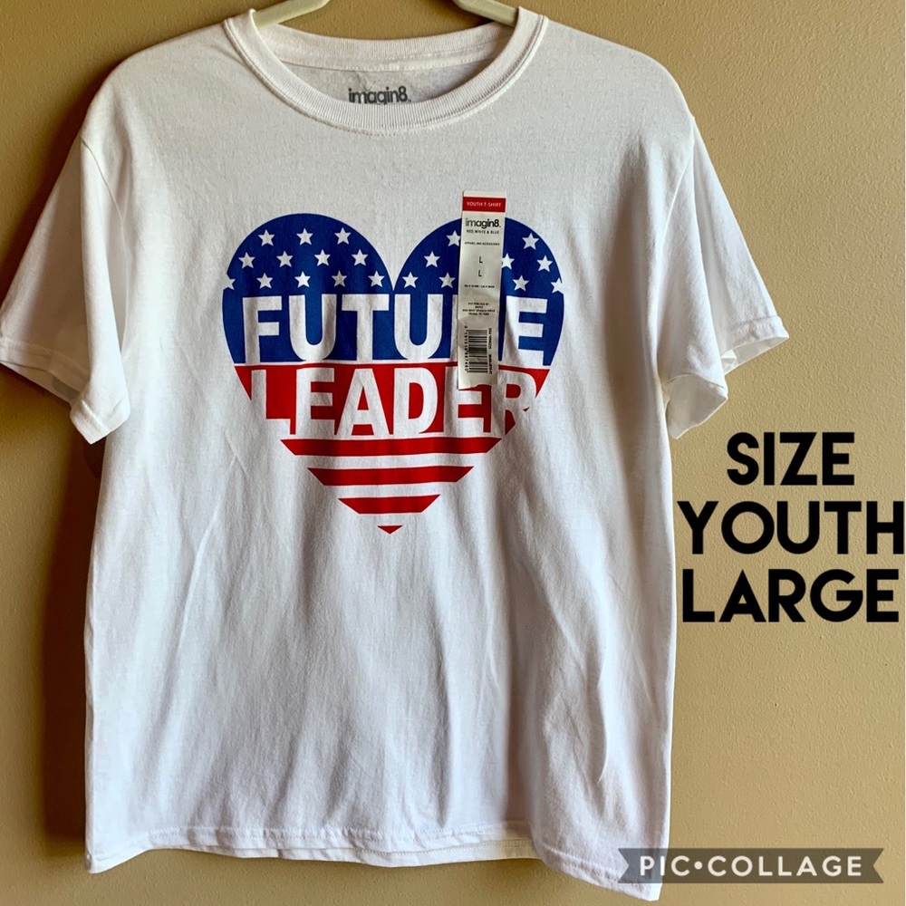 NWT “Future Leader” Kids T-Shirt White Imagin8 Size YL Youth Large